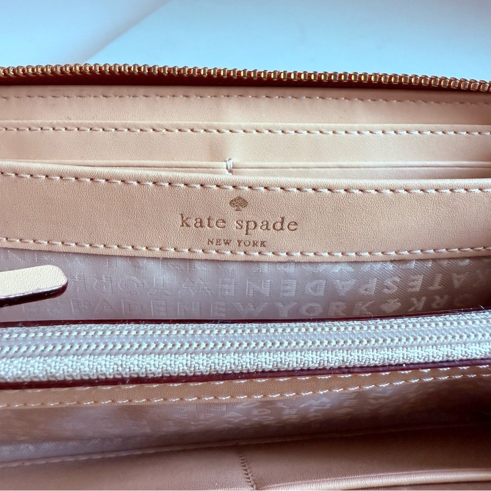 Kate Spade Rialto Place Neda Red Engine Croc Embossed Leather Zip Around Wallet - Picture 5 of 9